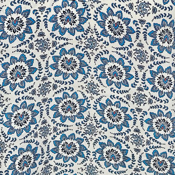 Loft Womens Blouse Sz Medium Floral Blue Sleeveless Keyhole Modern Trendy Casual - Picture 6 of 10